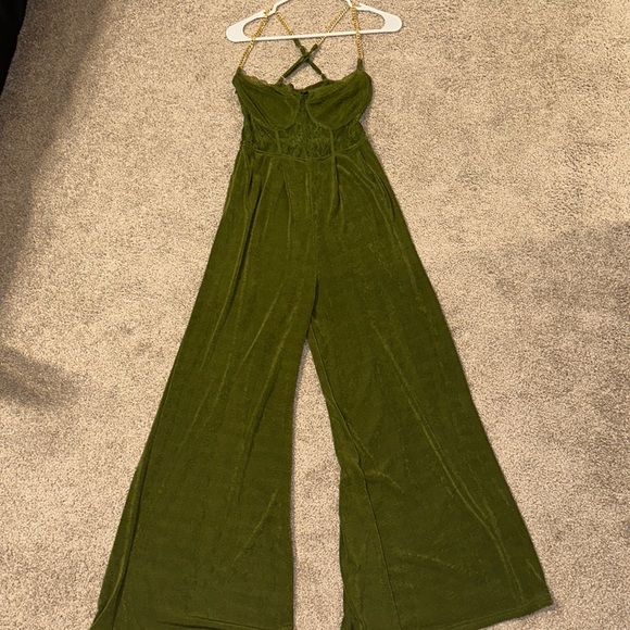 Cider Pants & Jumpsuits Nwot Green Corset Top Jumpsuit Poshmark